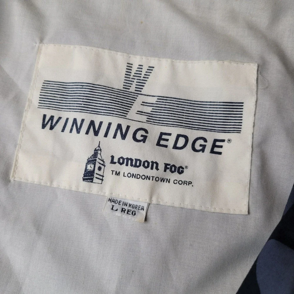 London Fog Jacket Mens L Blue Camo Winning Edge Full Zip Vintage Windbreaker‎